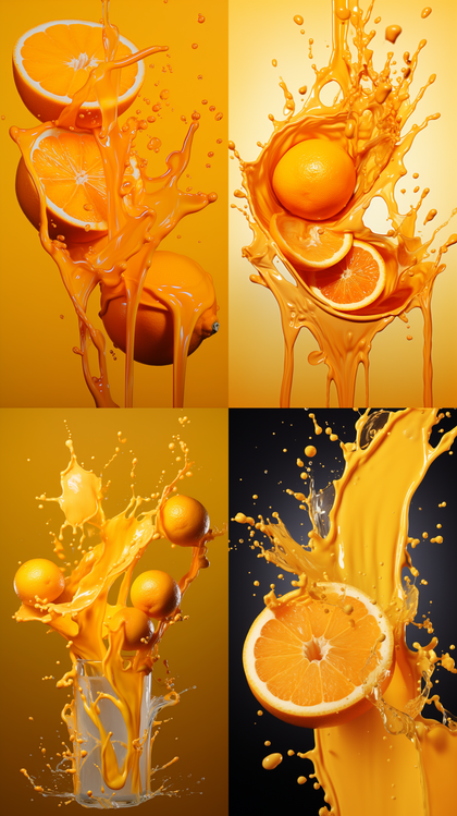 滴落的橙汁，飞溅的橙汁，流淌的橙汁